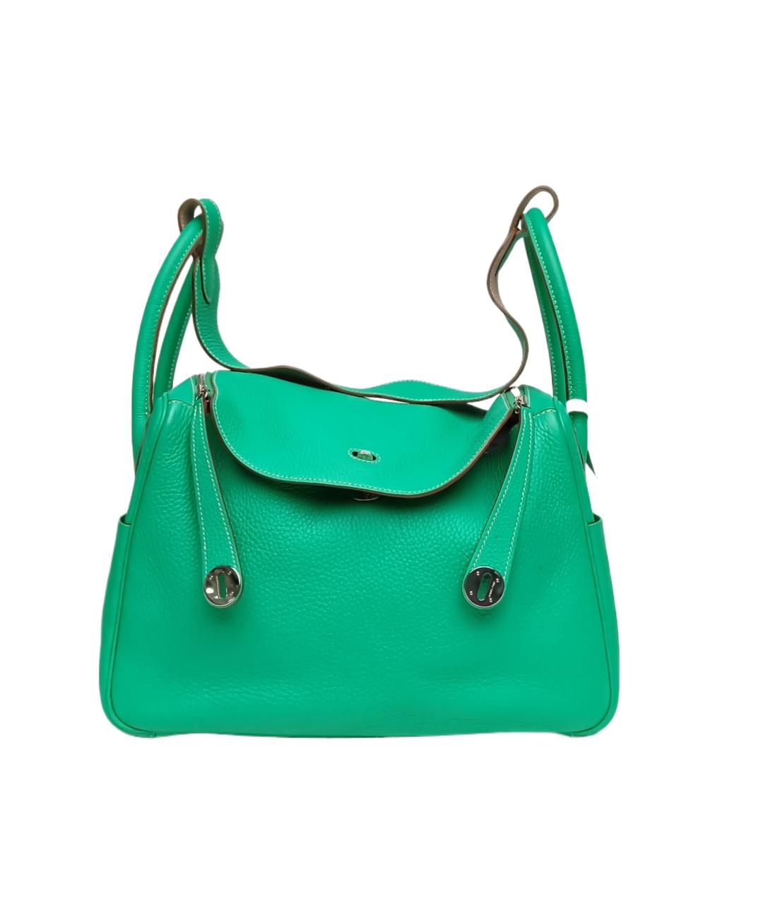 HERMES Зеленая кожаная сумка с короткими ручками, фото 1