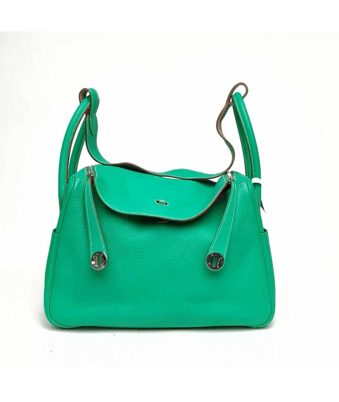 HERMES Зеленая кожаная сумка с короткими ручками, фото 2