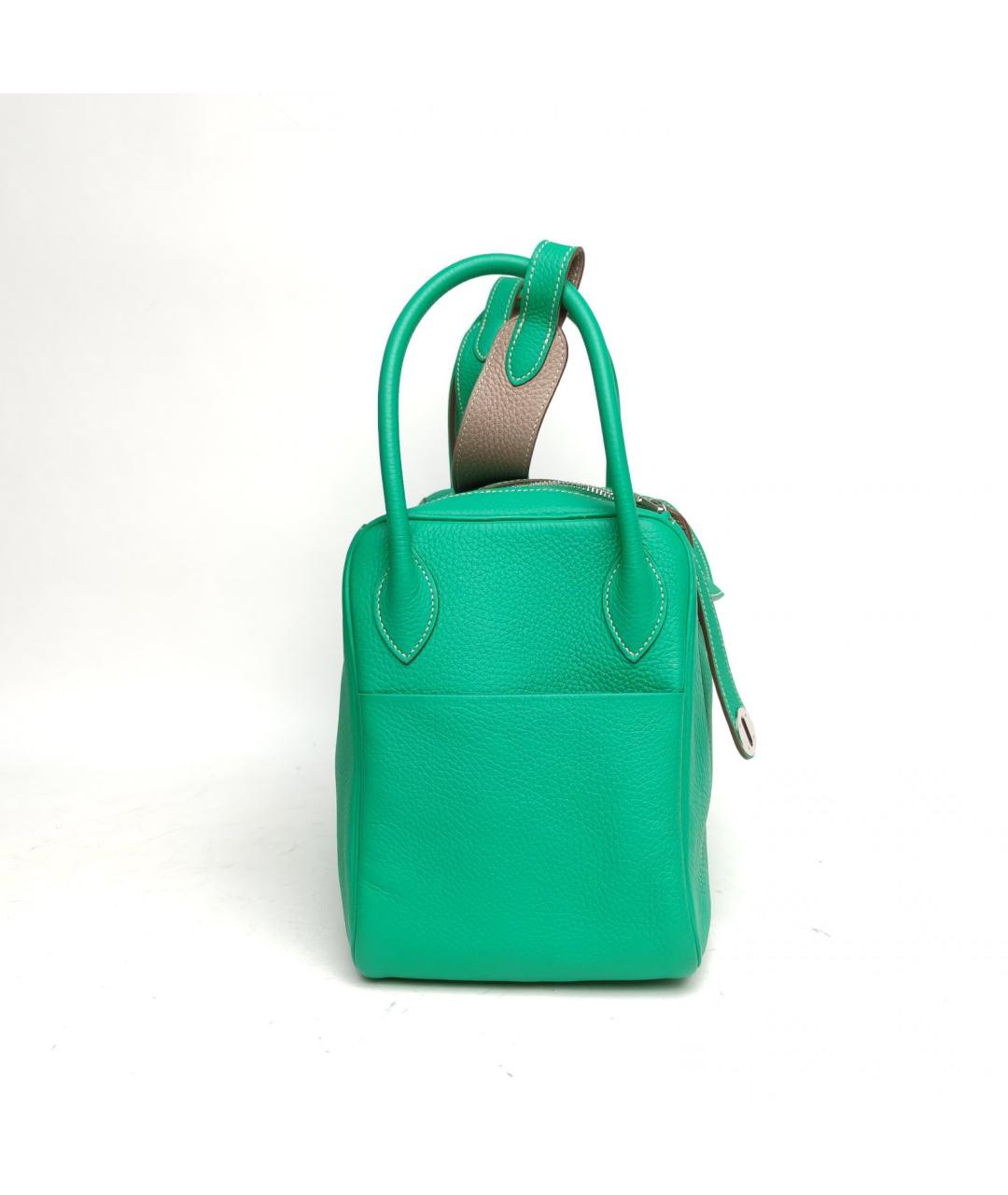 HERMES Зеленая кожаная сумка с короткими ручками, фото 5