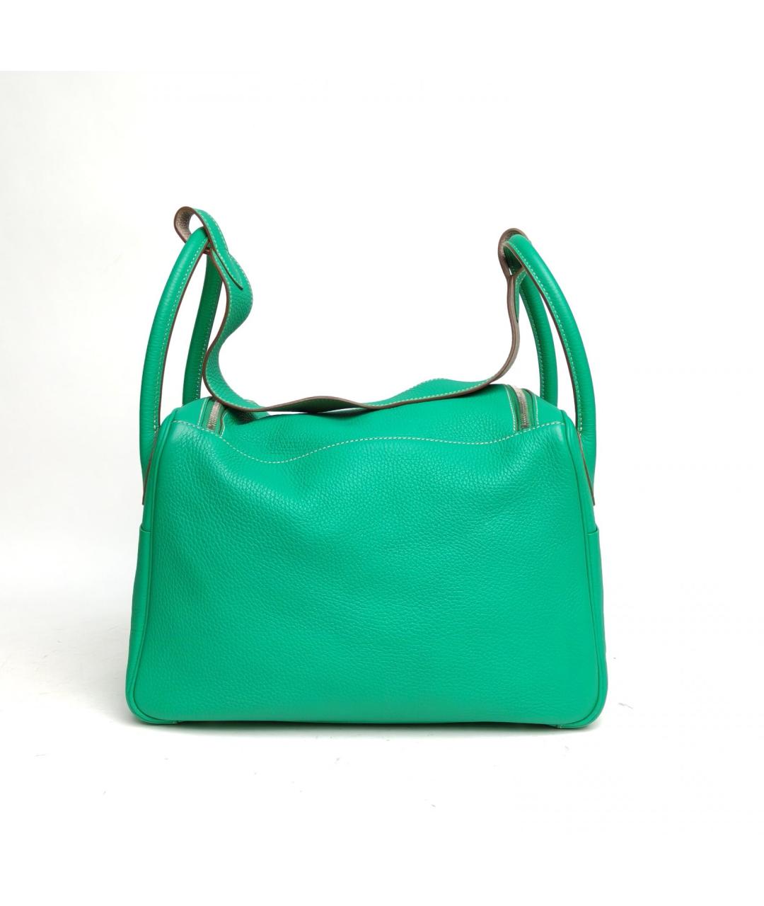 HERMES Зеленая кожаная сумка с короткими ручками, фото 4
