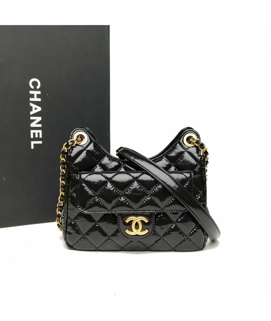 CHANEL Черная кожаная сумка через плечо, фото 9