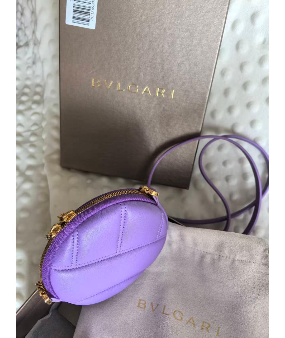 BVLGARI Фиолетовая кожаная сумка через плечо, фото 8