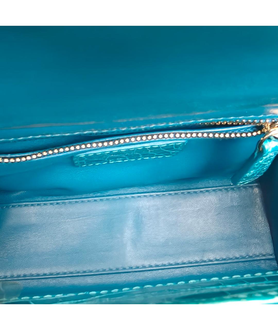 CHRISTIAN DIOR Синяя сумка с короткими ручками из экзотической кожи, фото 8