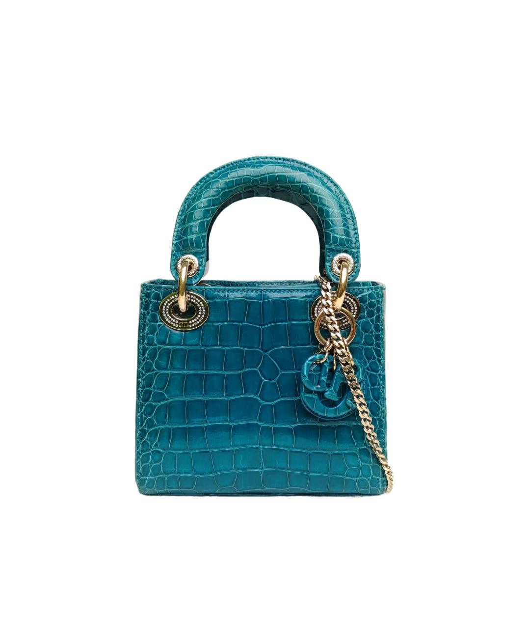 CHRISTIAN DIOR Синяя сумка с короткими ручками из экзотической кожи, фото 10