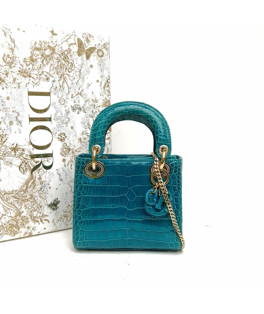 CHRISTIAN DIOR Синяя сумка с короткими ручками из экзотической кожи, фото 9