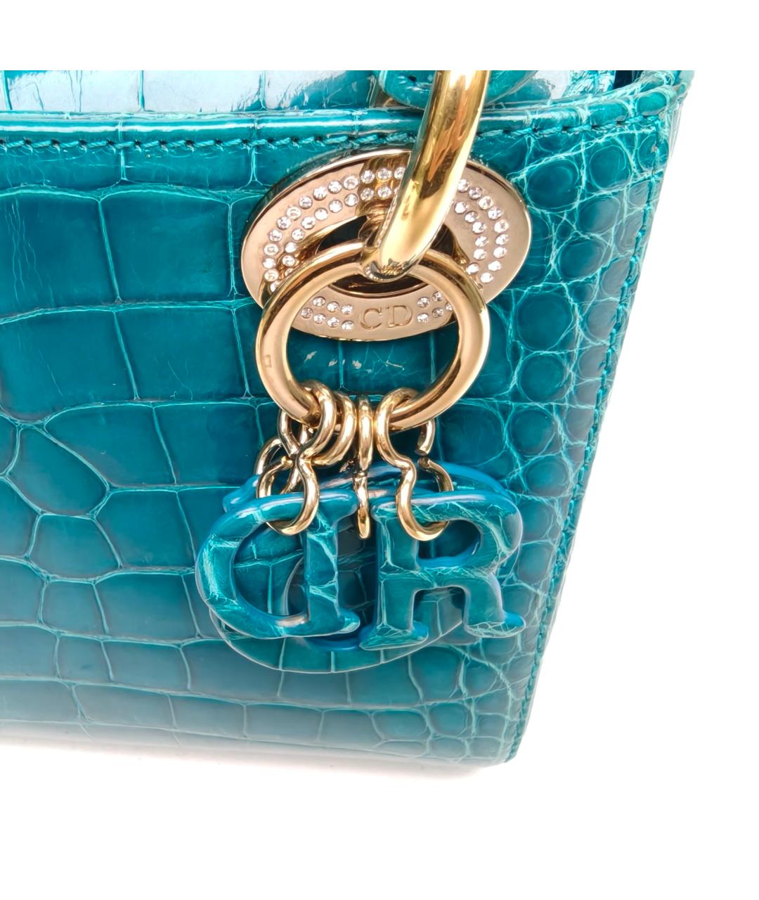 CHRISTIAN DIOR Синяя сумка с короткими ручками из экзотической кожи, фото 7