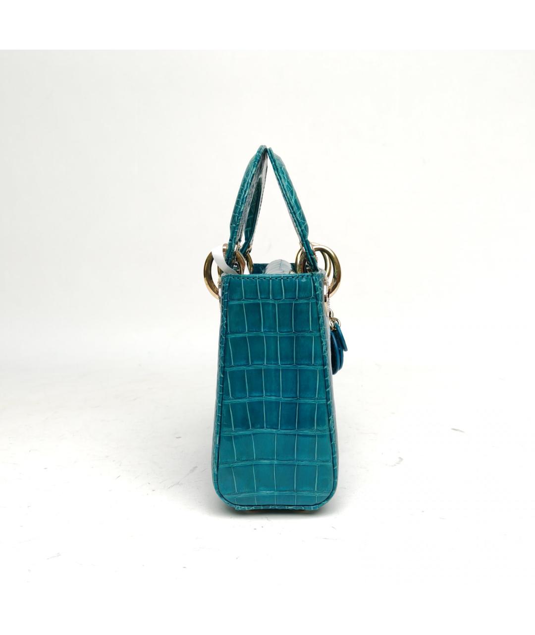 CHRISTIAN DIOR Синяя сумка с короткими ручками из экзотической кожи, фото 5