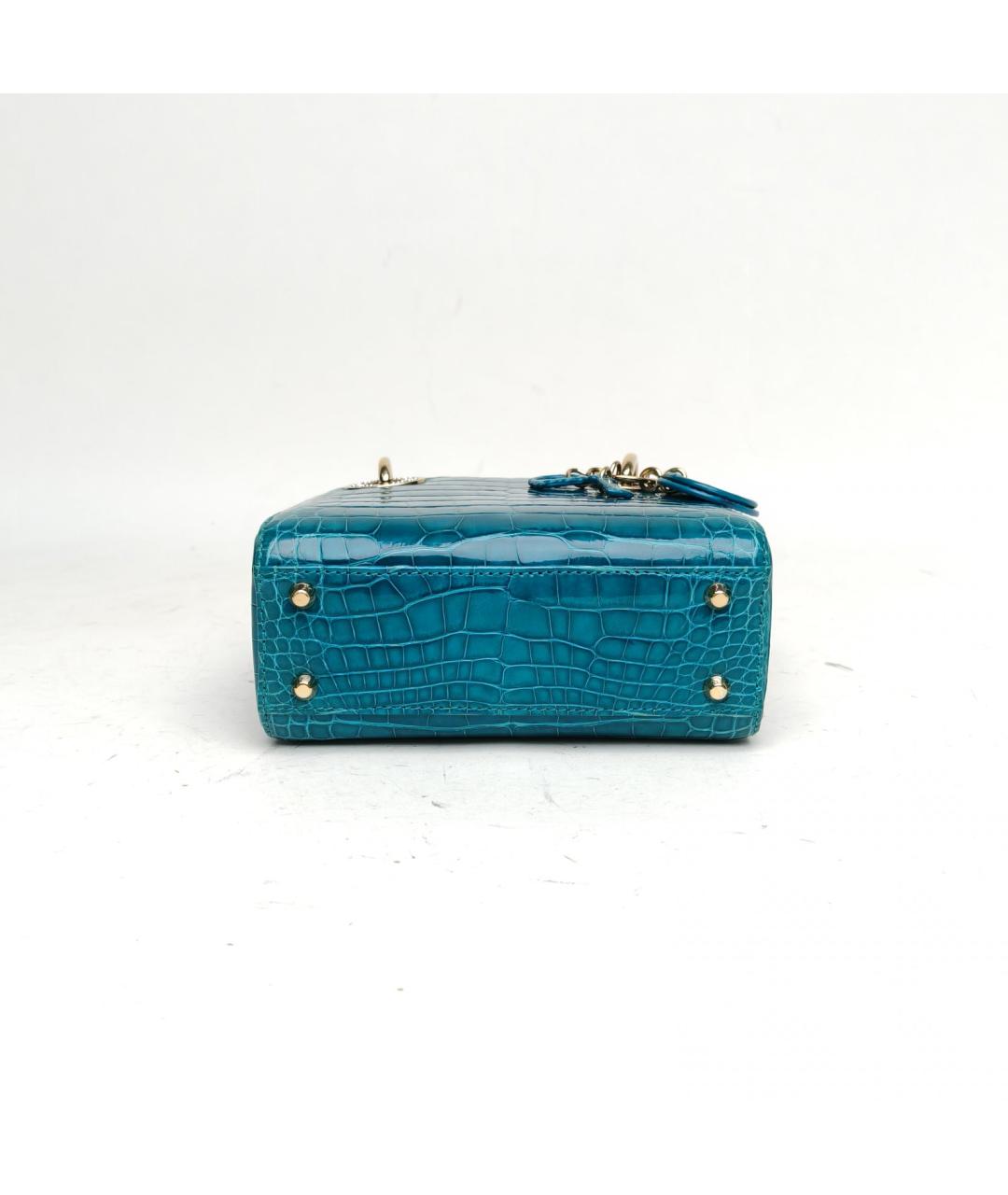 CHRISTIAN DIOR Синяя сумка с короткими ручками из экзотической кожи, фото 6