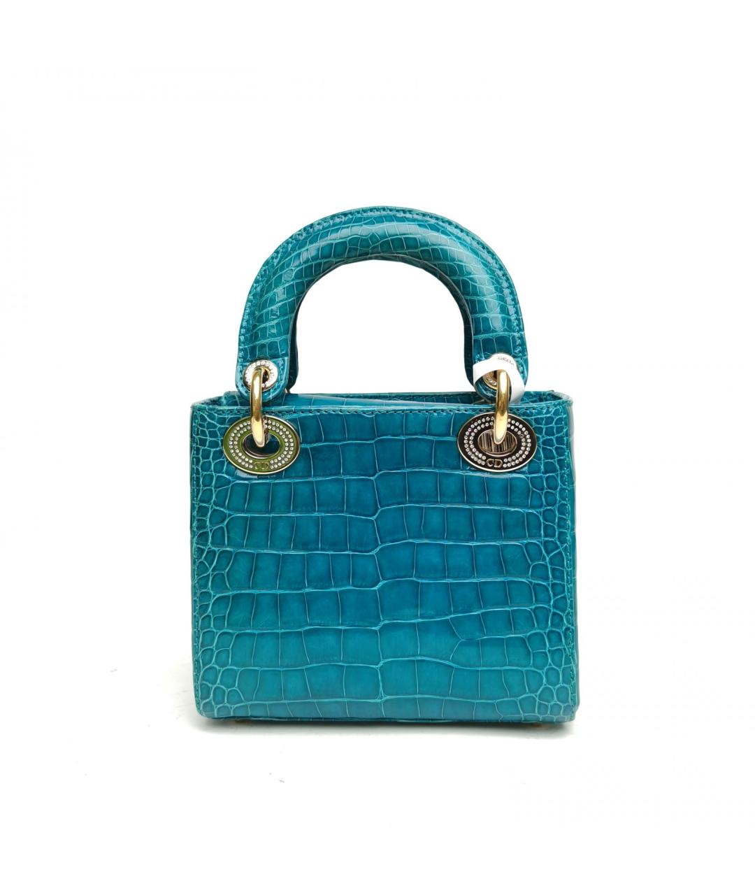 CHRISTIAN DIOR Синяя сумка с короткими ручками из экзотической кожи, фото 4