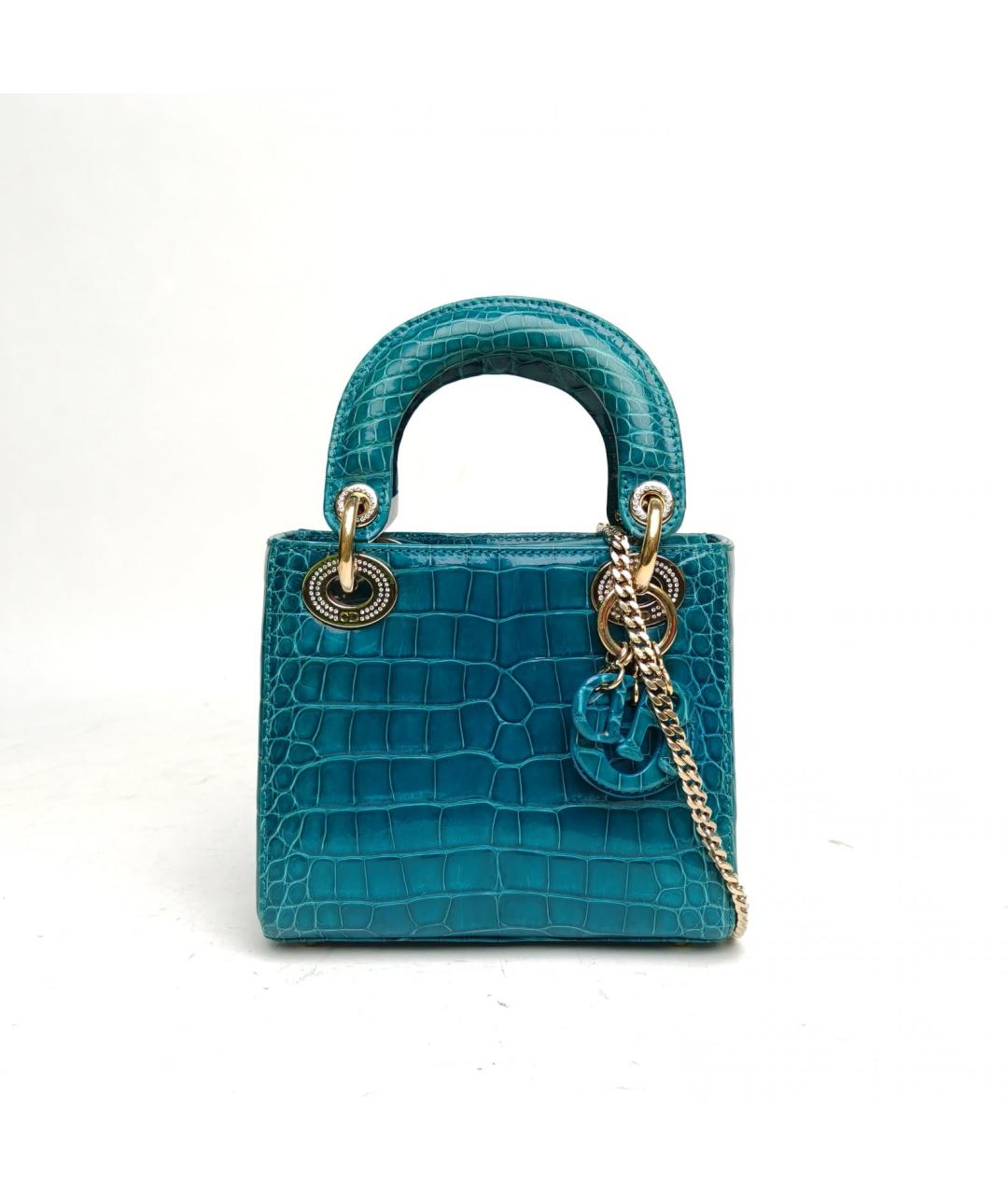 CHRISTIAN DIOR Синяя сумка с короткими ручками из экзотической кожи, фото 2