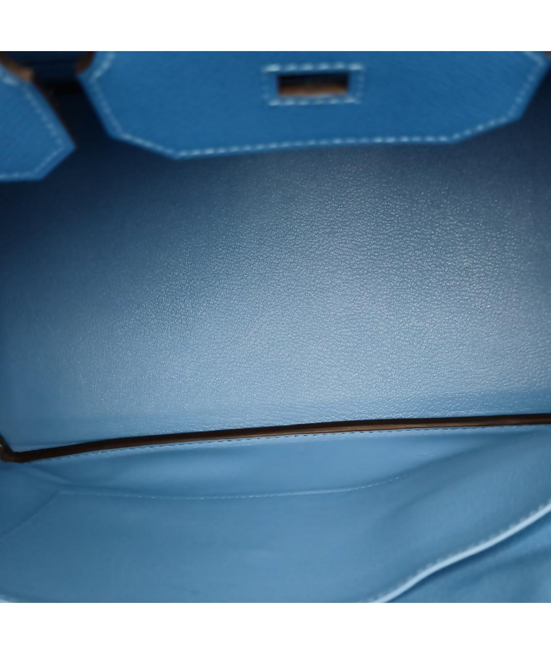 HERMES Голубая кожаная сумка с короткими ручками, фото 7