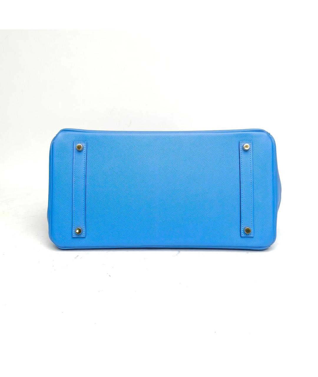 HERMES Голубая кожаная сумка с короткими ручками, фото 5