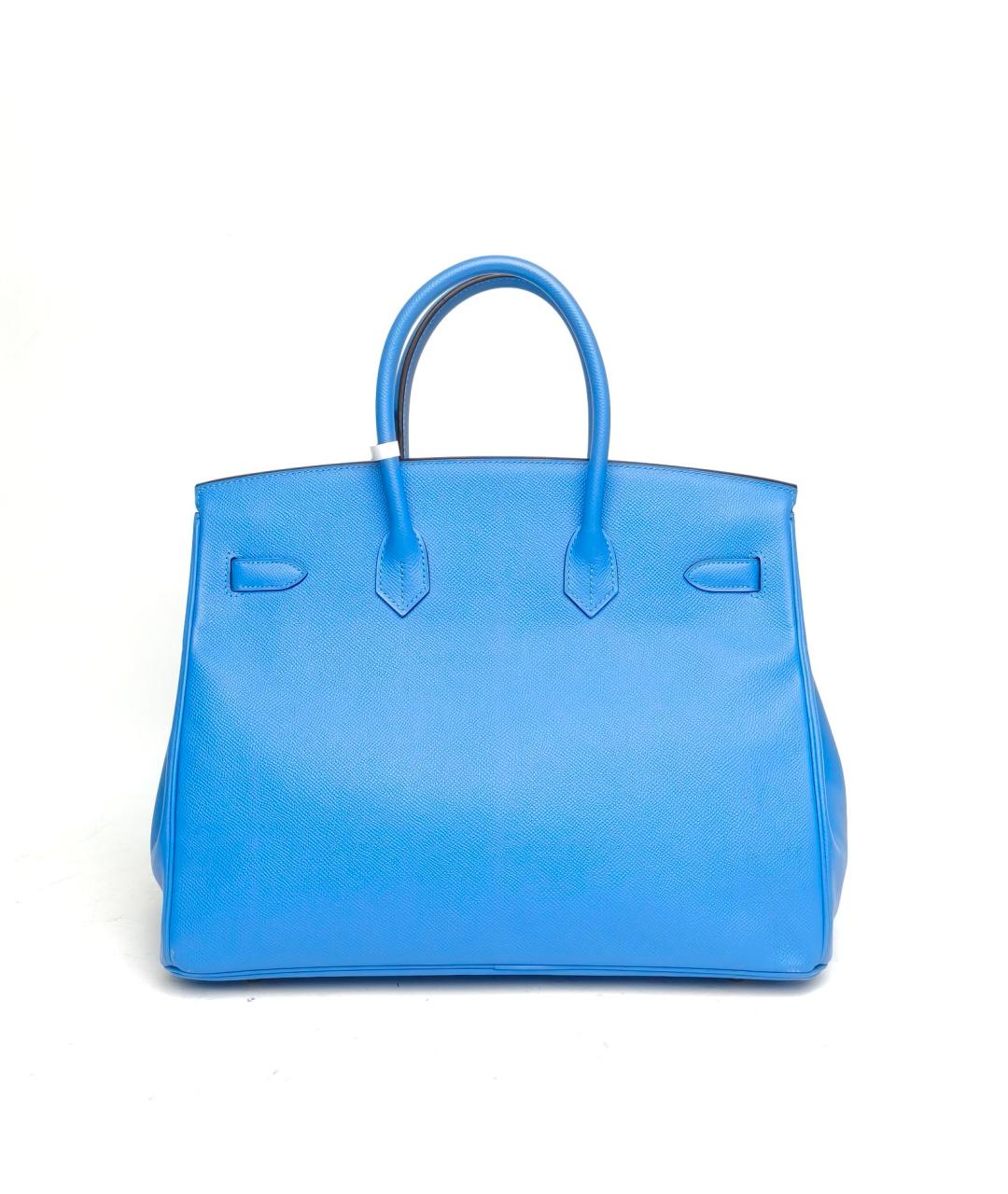 HERMES Голубая кожаная сумка с короткими ручками, фото 4