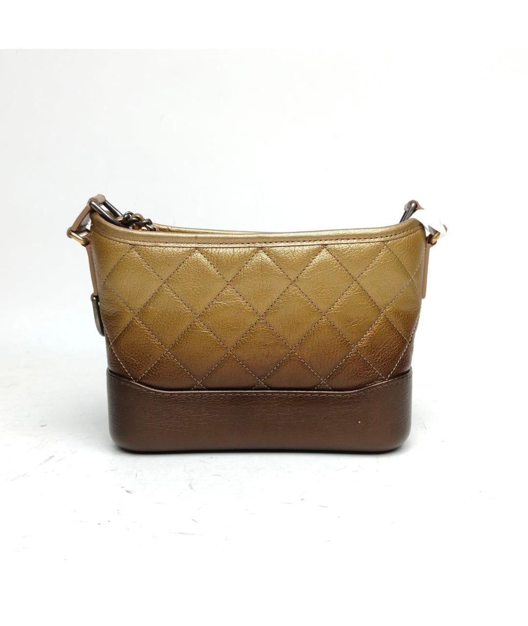 CHANEL Золотая кожаная сумка через плечо, фото 3