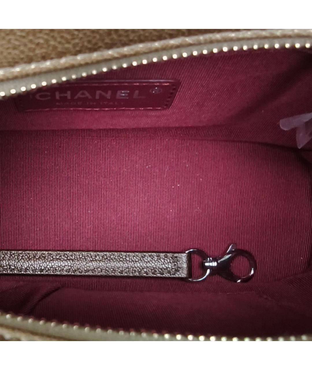 CHANEL Золотая кожаная сумка через плечо, фото 6