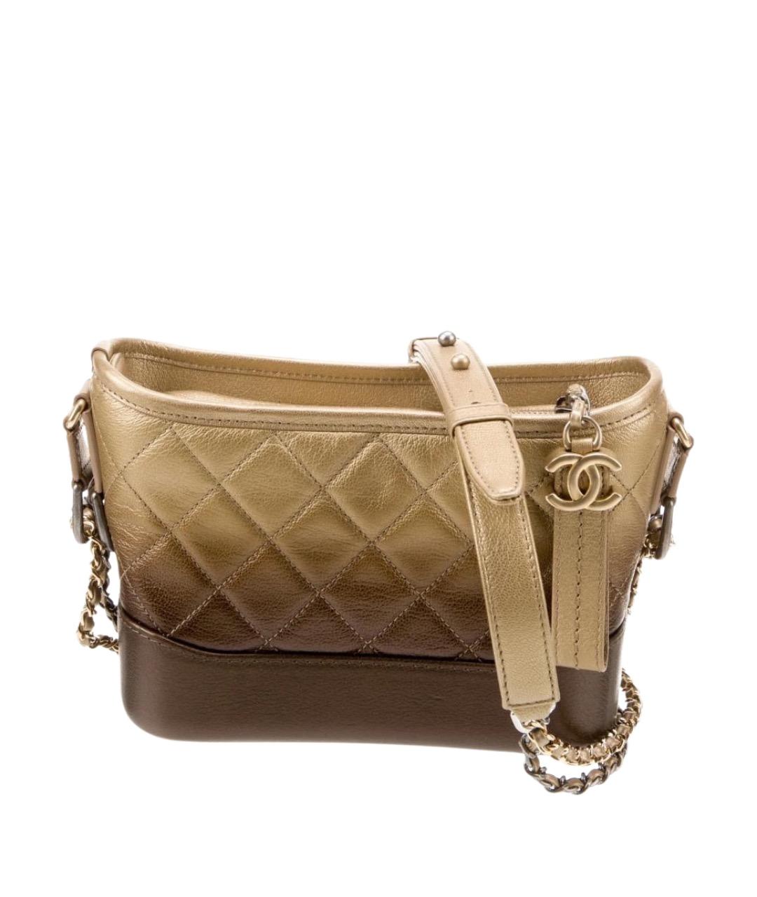 CHANEL Золотая кожаная сумка через плечо, фото 1