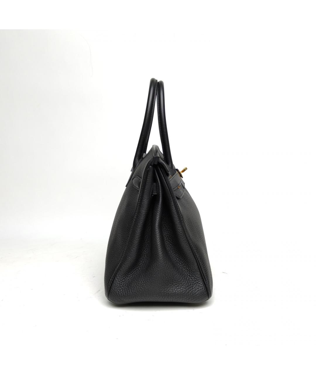 HERMES Черная кожаная сумка с короткими ручками, фото 4