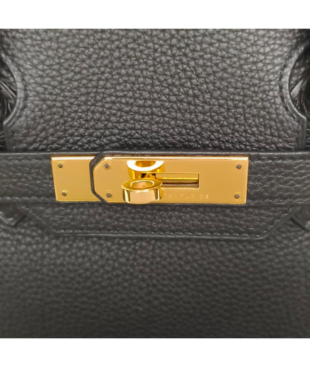 HERMES Черная кожаная сумка с короткими ручками, фото 6