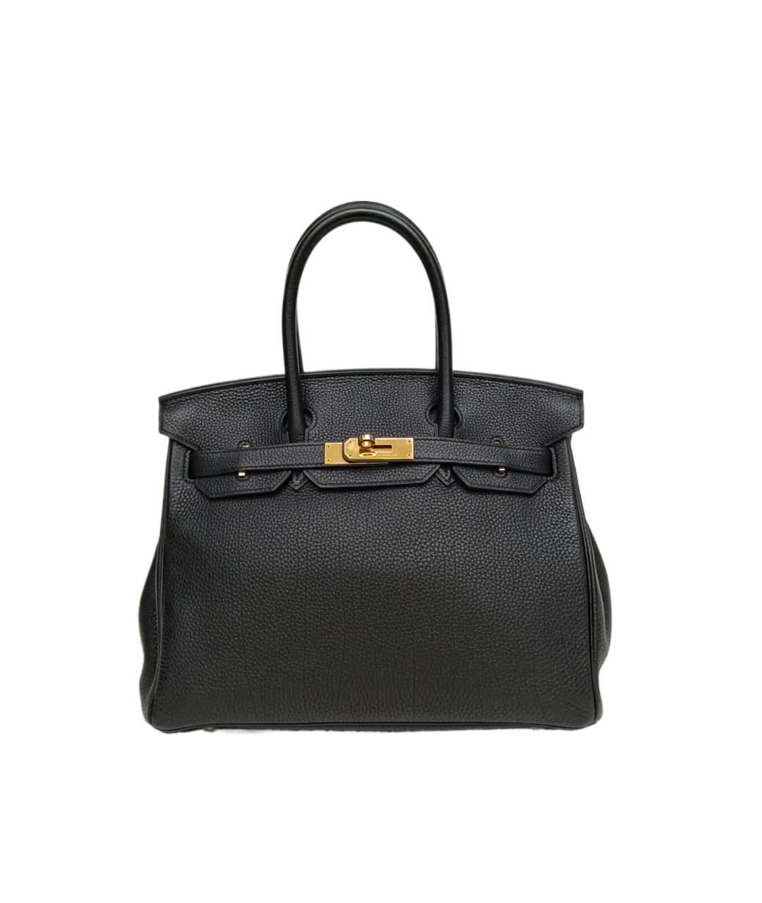HERMES Черная кожаная сумка с короткими ручками, фото 1