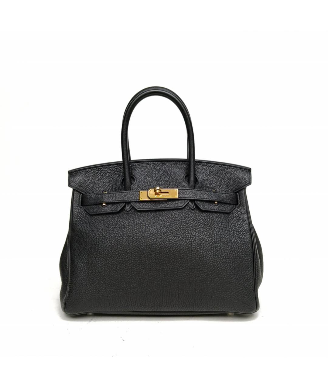 HERMES Черная кожаная сумка с короткими ручками, фото 2