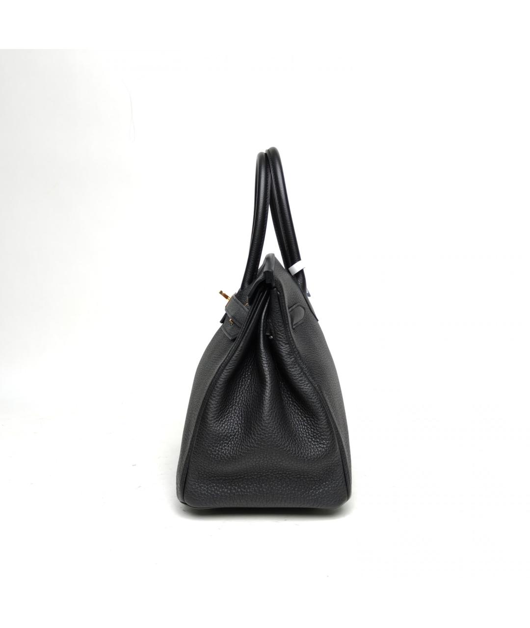 HERMES Черная кожаная сумка с короткими ручками, фото 3