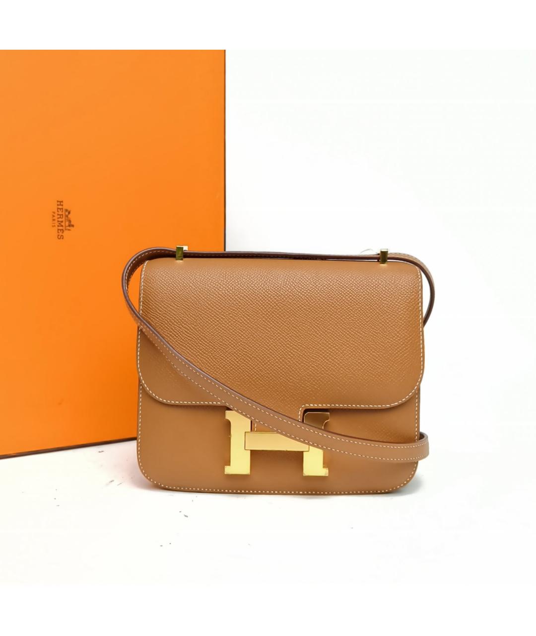 HERMES Коричневая кожаная сумка через плечо, фото 9