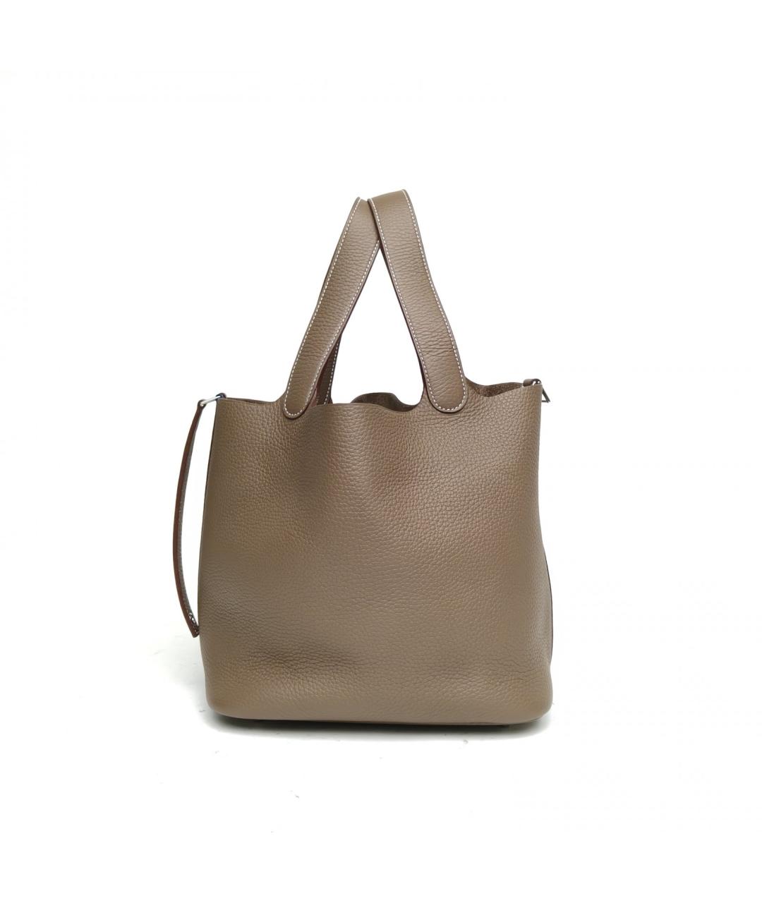 HERMES Коричневая кожаная сумка с короткими ручками, фото 5