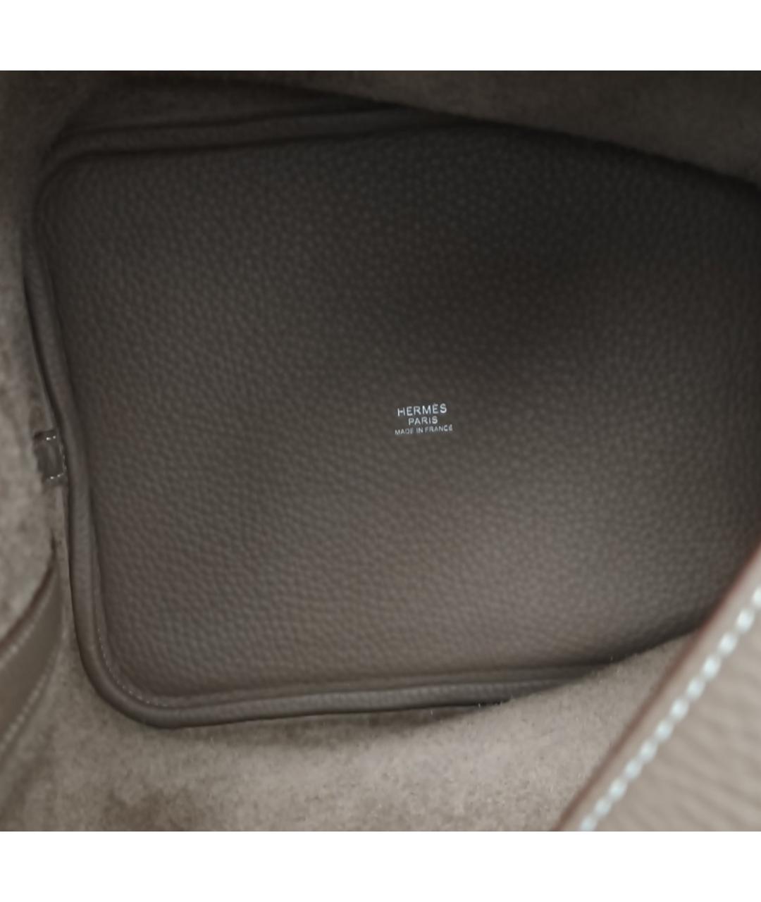 HERMES Коричневая кожаная сумка с короткими ручками, фото 8