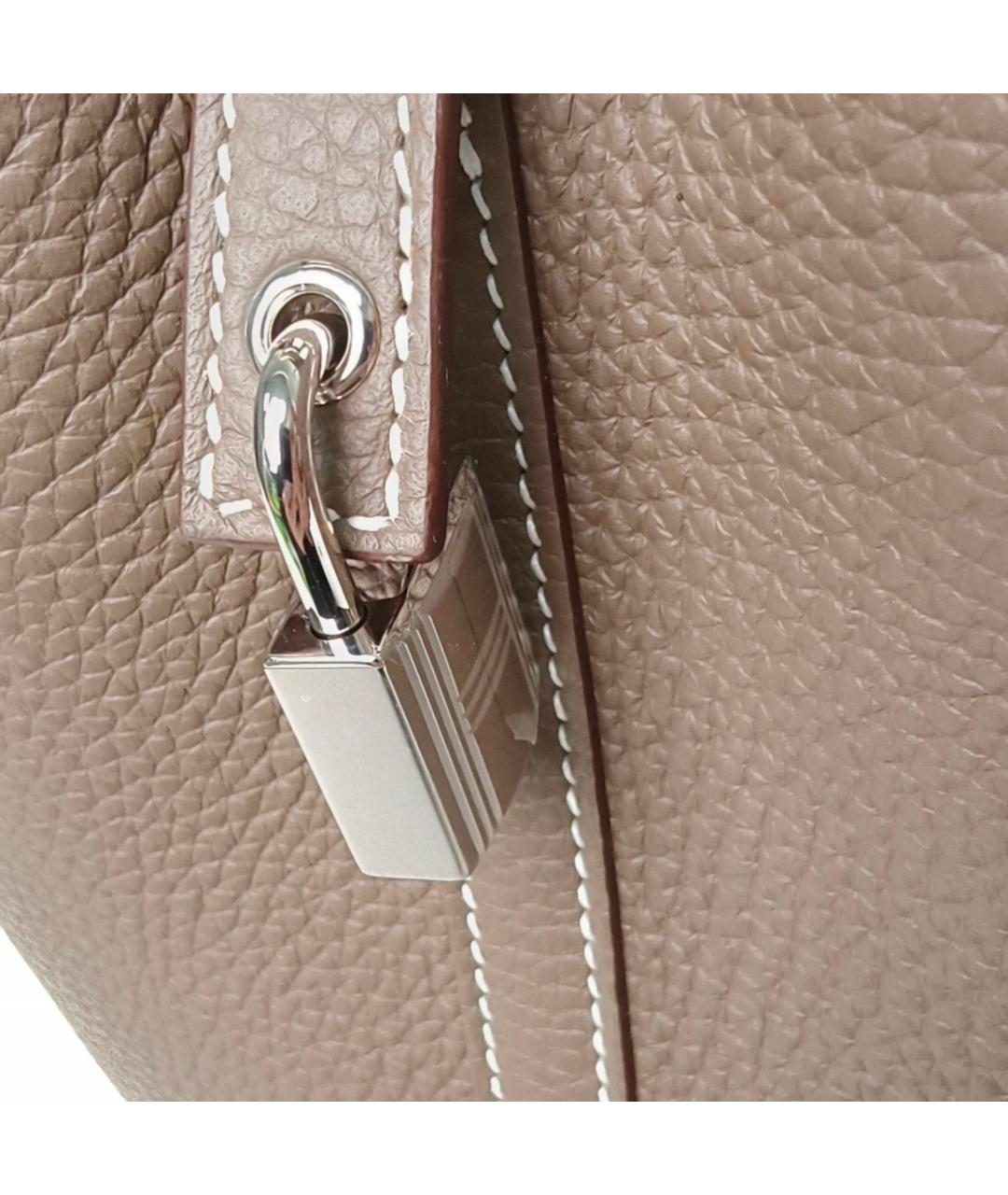 HERMES Коричневая кожаная сумка с короткими ручками, фото 7