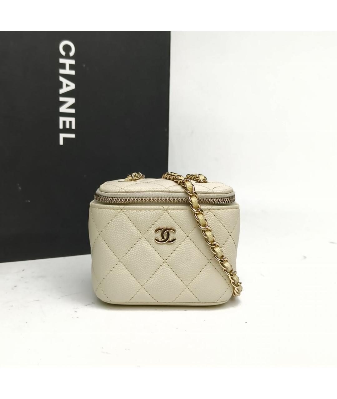 CHANEL Белая кожаная сумка через плечо, фото 9