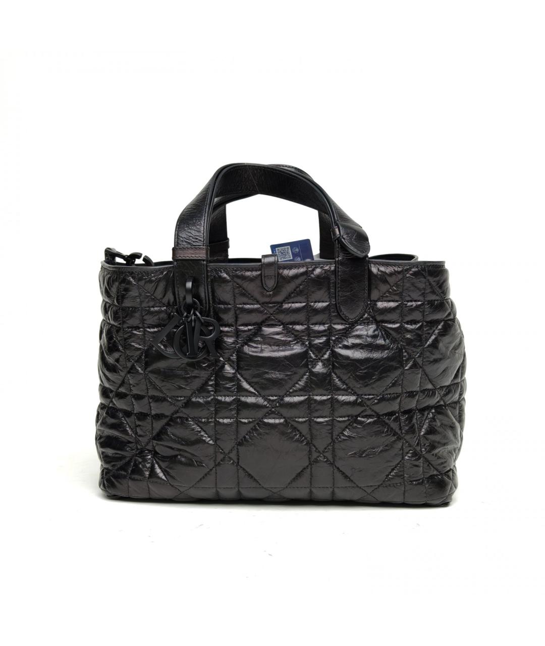 CHRISTIAN DIOR Черная кожаная сумка с короткими ручками, фото 2