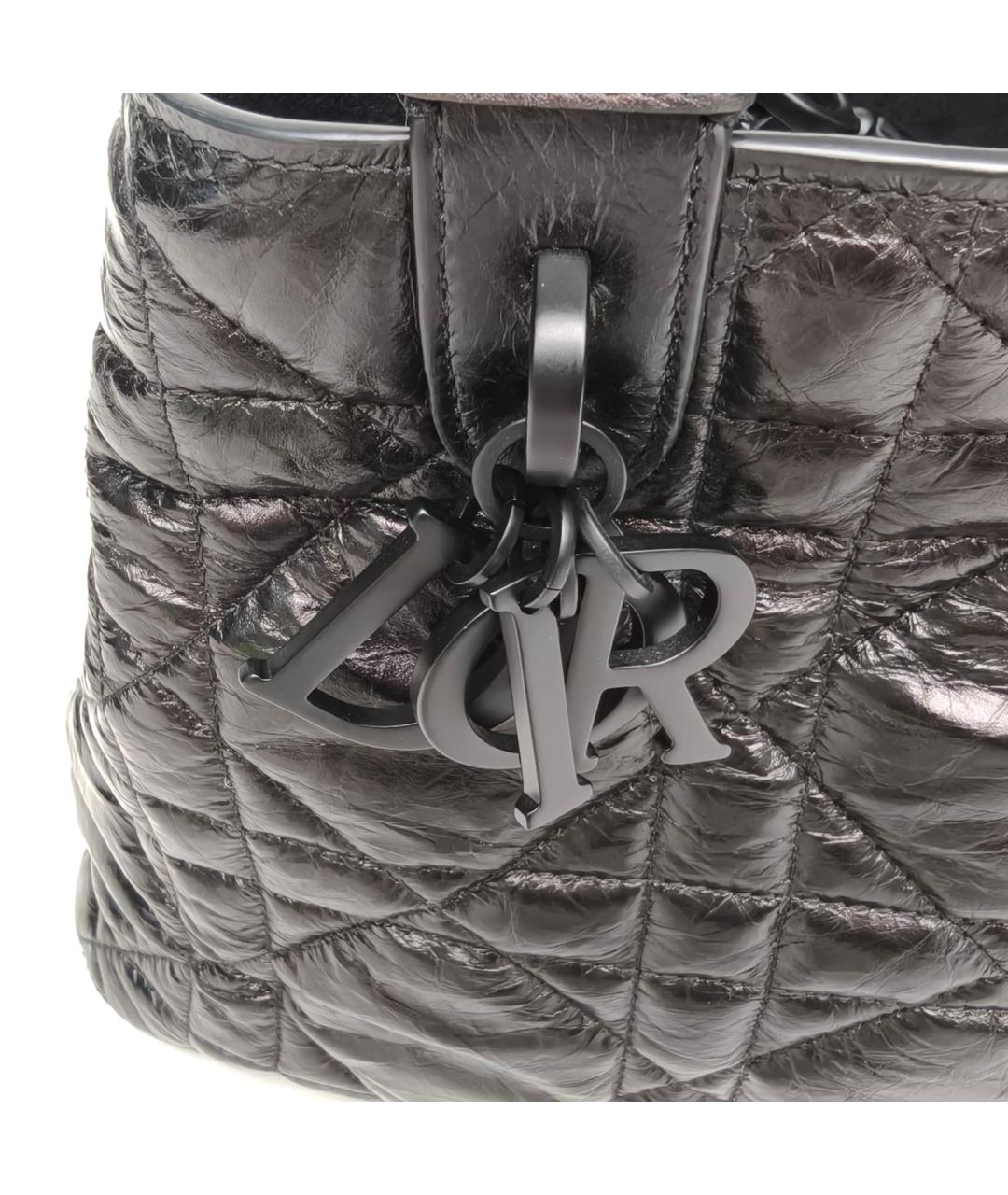 CHRISTIAN DIOR Черная кожаная сумка с короткими ручками, фото 7