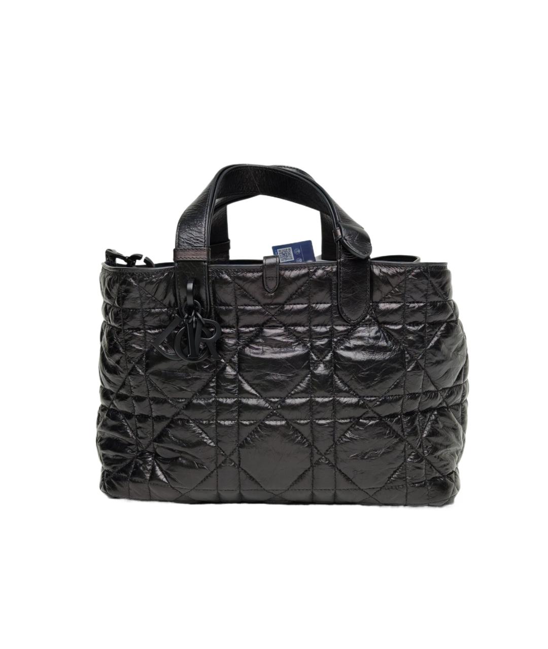 CHRISTIAN DIOR Черная кожаная сумка с короткими ручками, фото 1