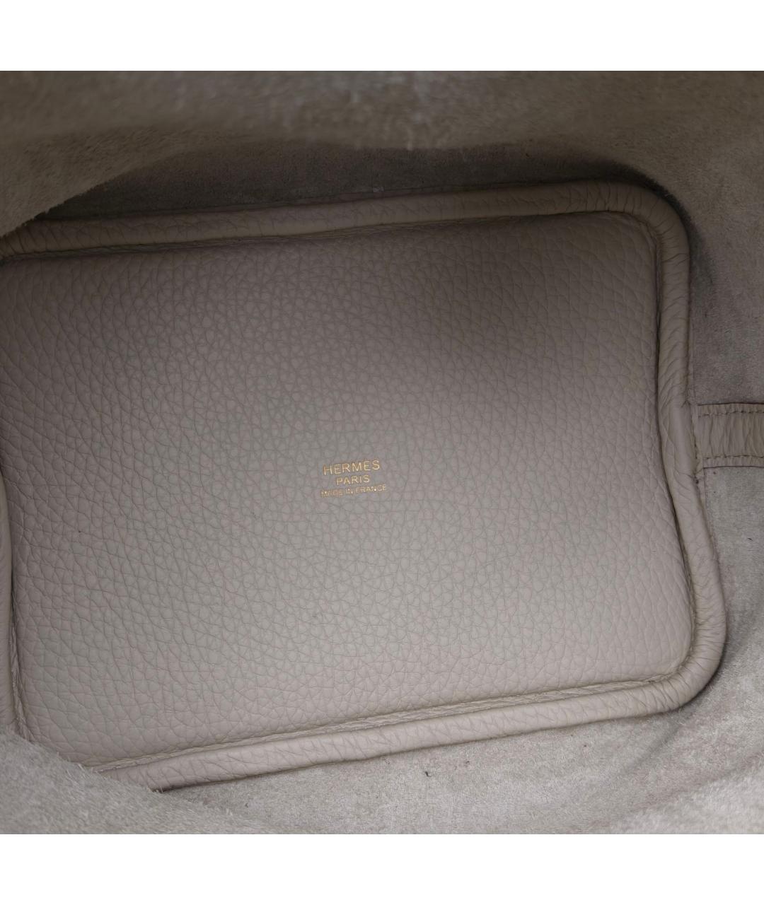 HERMES Белая кожаная сумка с короткими ручками, фото 7