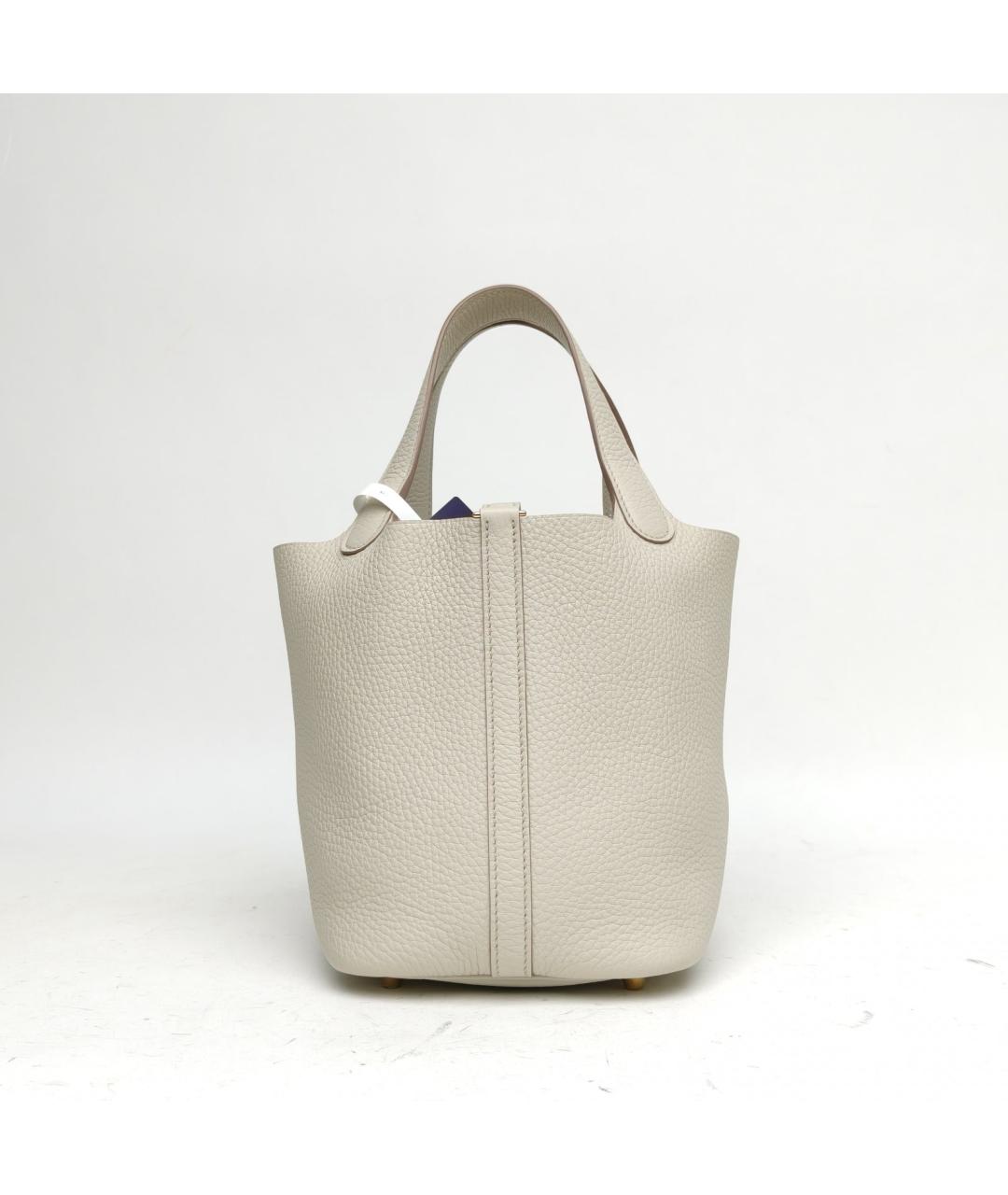 HERMES Белая кожаная сумка с короткими ручками, фото 4