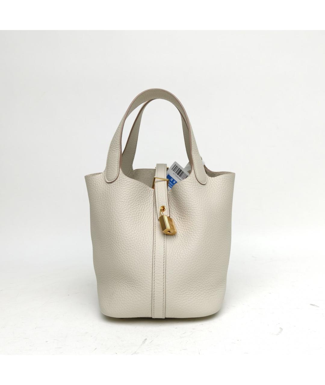 HERMES Белая кожаная сумка с короткими ручками, фото 2