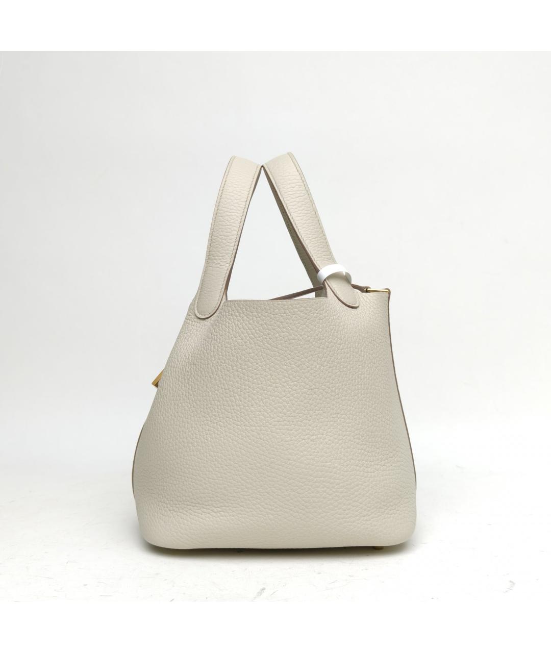 HERMES Белая кожаная сумка с короткими ручками, фото 3