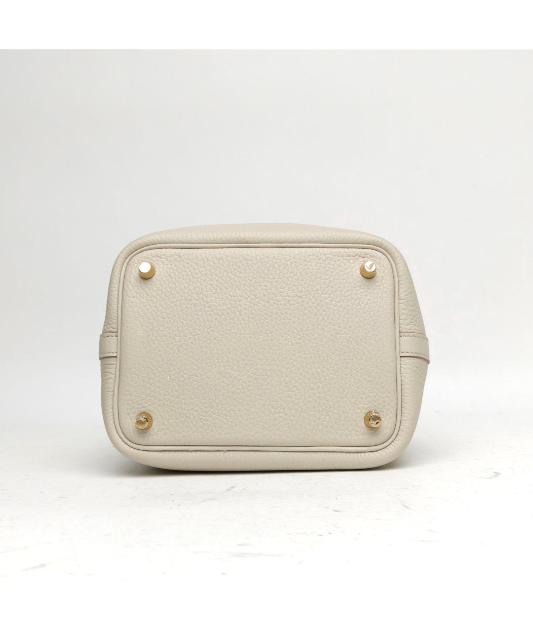 HERMES Белая кожаная сумка с короткими ручками, фото 6