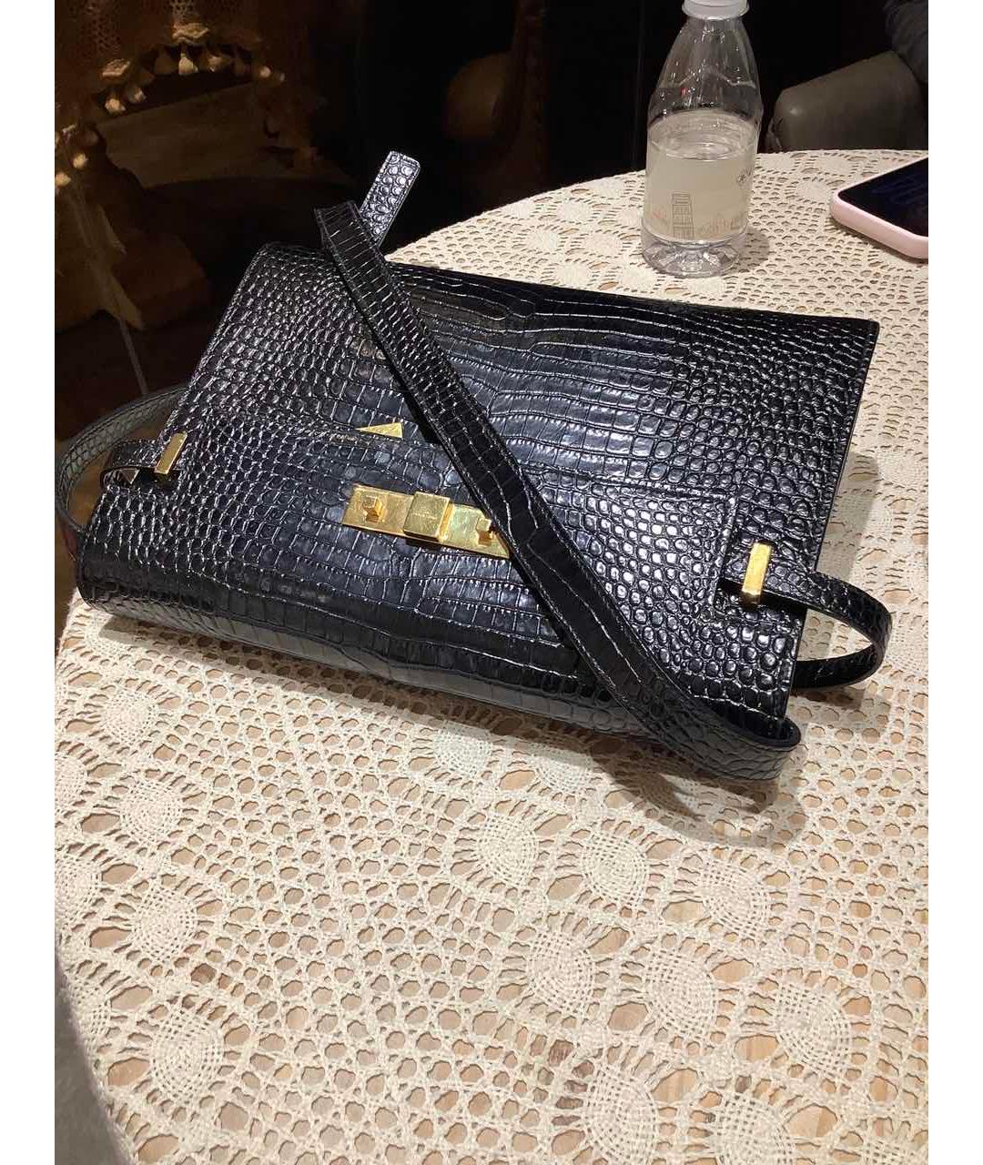 SAINT LAURENT Черная кожаная сумка через плечо, фото 9