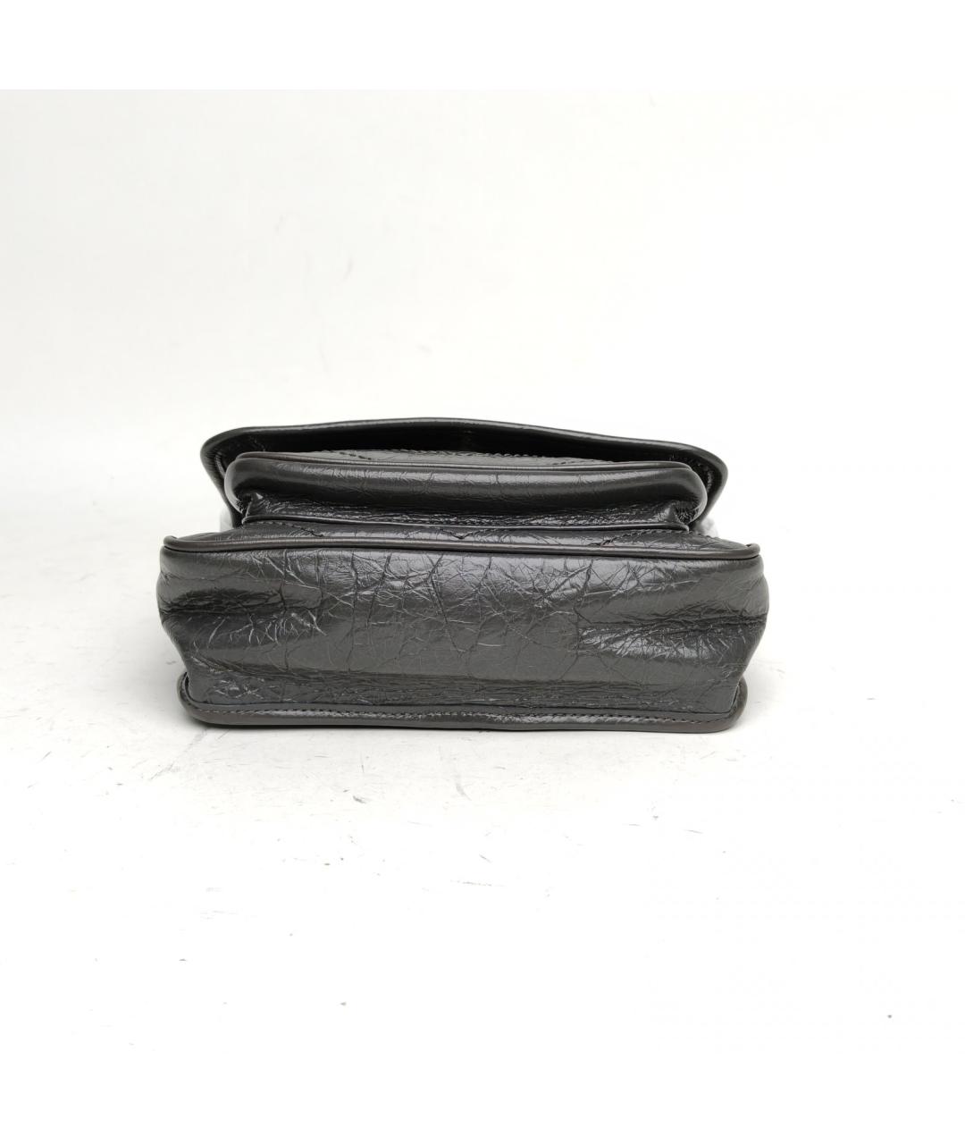 SAINT LAURENT Серая кожаная сумка через плечо, фото 6