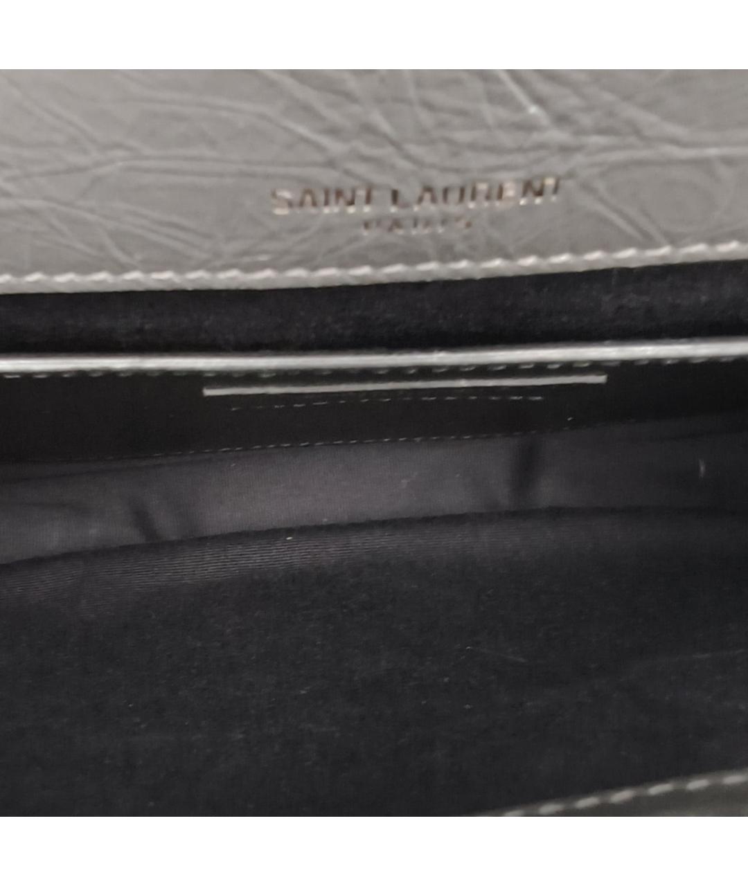 SAINT LAURENT Серая кожаная сумка через плечо, фото 7