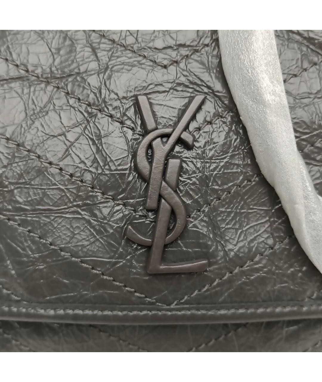 SAINT LAURENT Серая кожаная сумка через плечо, фото 8