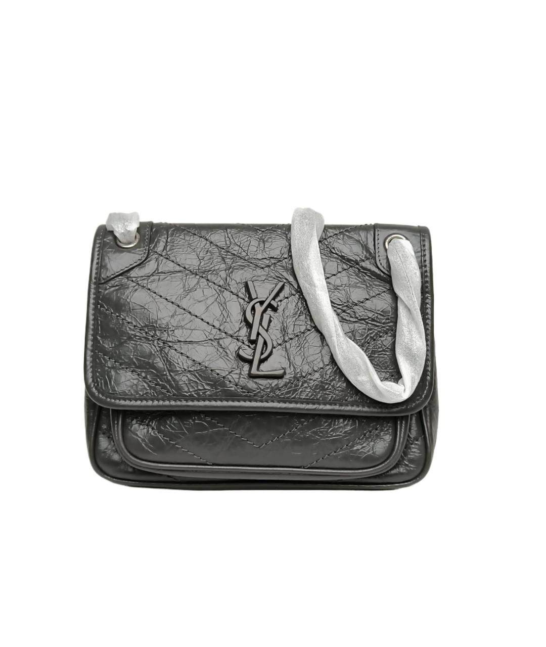 SAINT LAURENT Серая кожаная сумка через плечо, фото 1