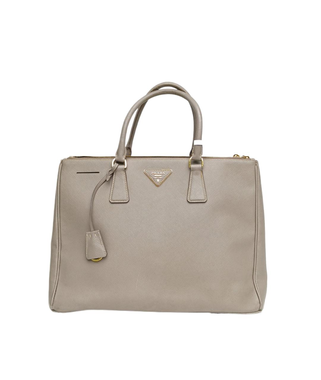 PRADA Серая кожаная сумка с короткими ручками, фото 10
