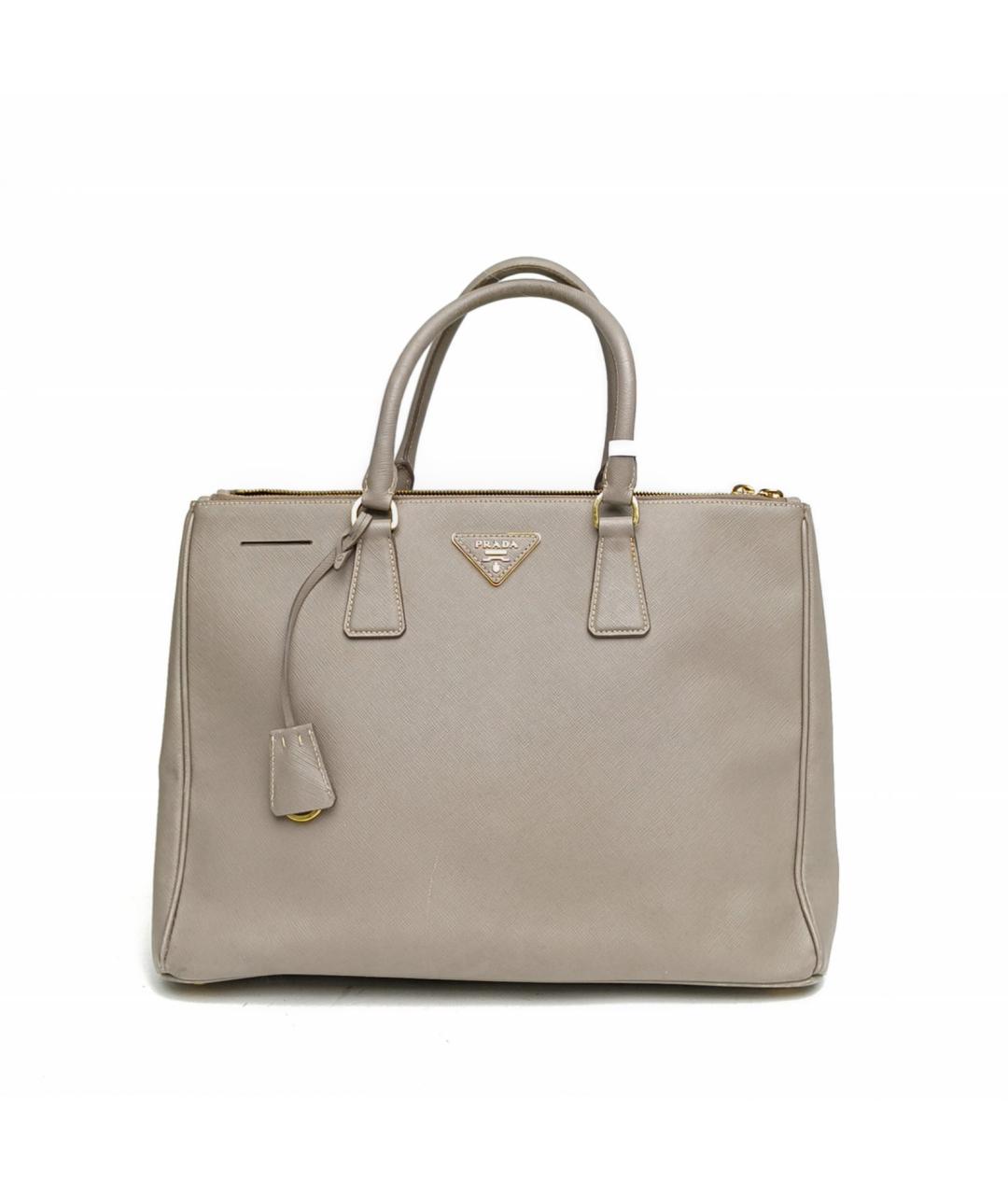 PRADA Серая кожаная сумка с короткими ручками, фото 2