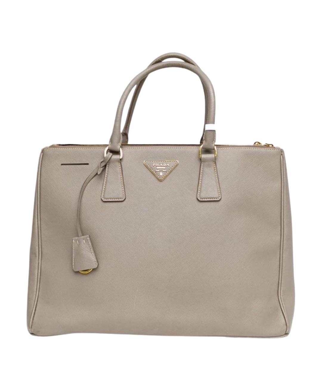 PRADA Серая кожаная сумка с короткими ручками, фото 1