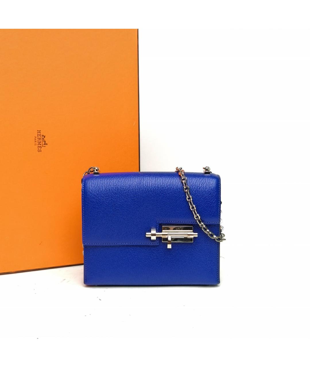 HERMES Синяя кожаная сумка через плечо, фото 4