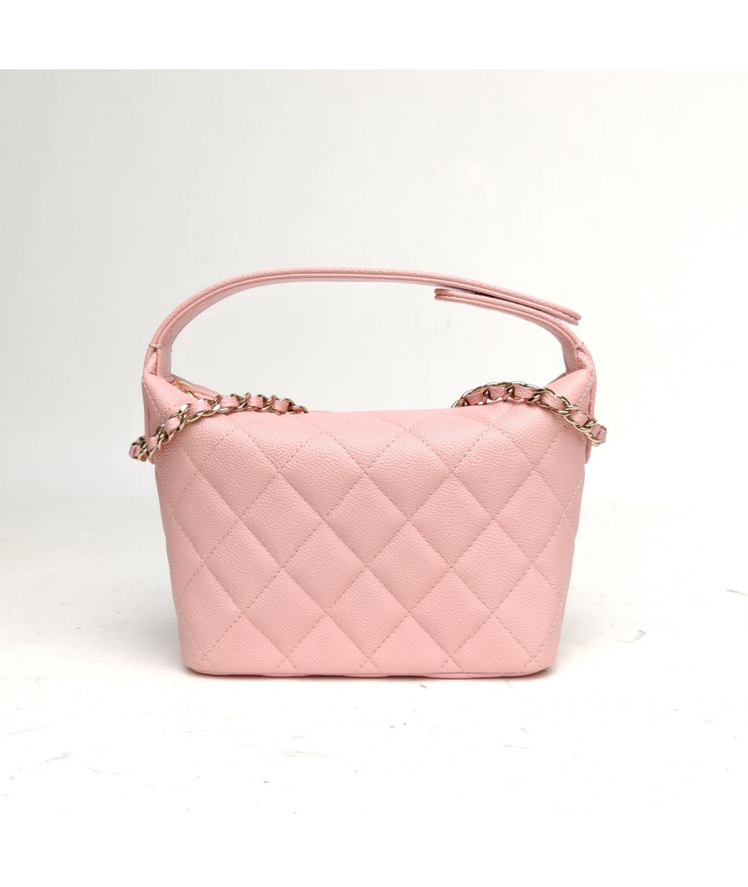 CHANEL Розовая кожаная сумка с короткими ручками, фото 4