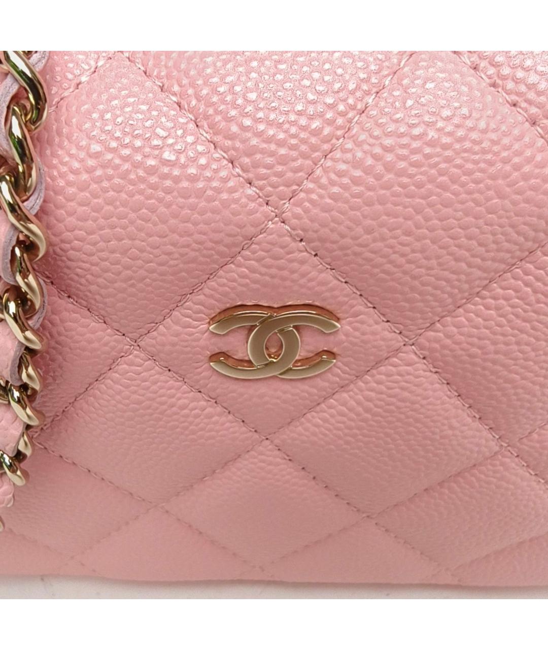 CHANEL Розовая кожаная сумка с короткими ручками, фото 7