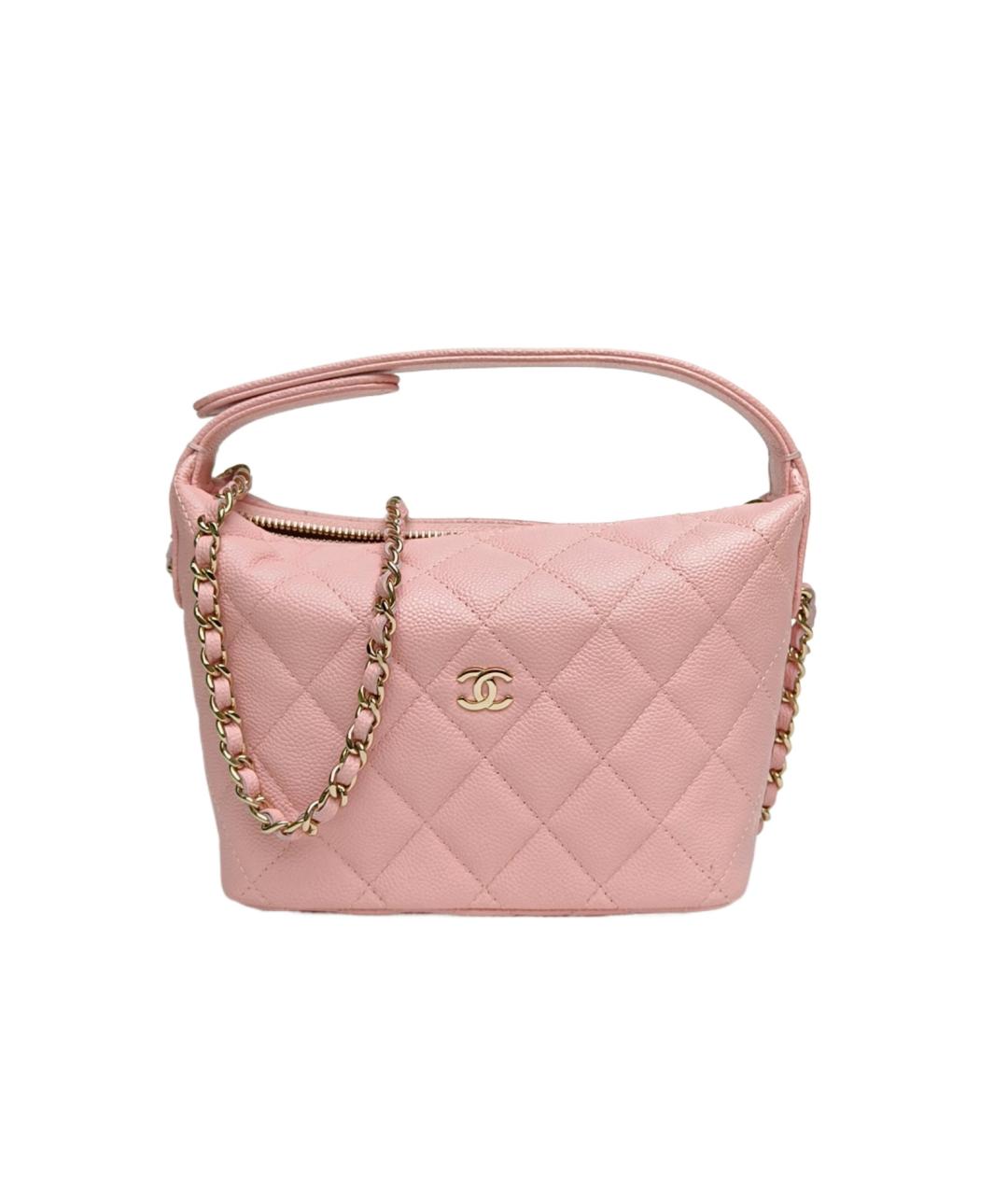 CHANEL Розовая кожаная сумка с короткими ручками, фото 10